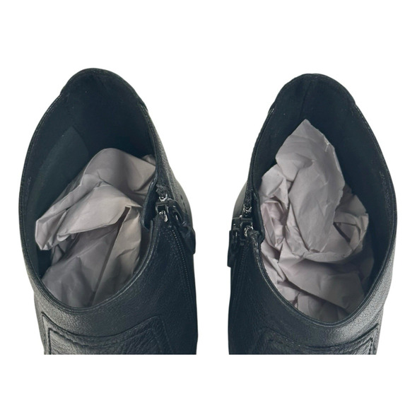 COLE HAAN Naia Black Leather Ankle Boots Womens Size 7B Side Zip New $200 C - Picture 10 of 13